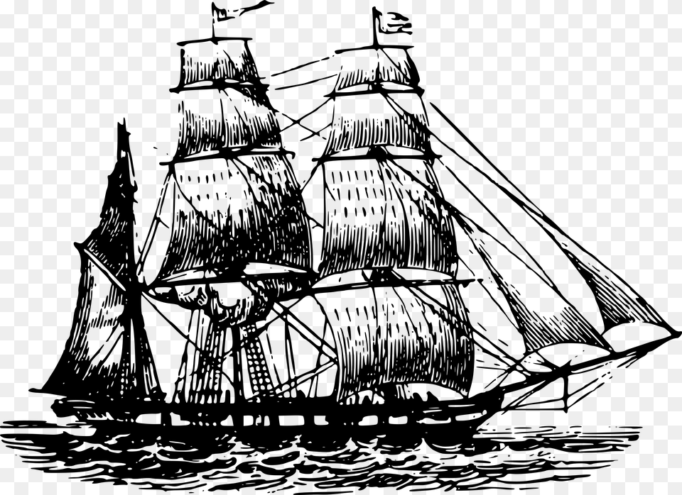 Pirate Ship Black And White, Gray Png