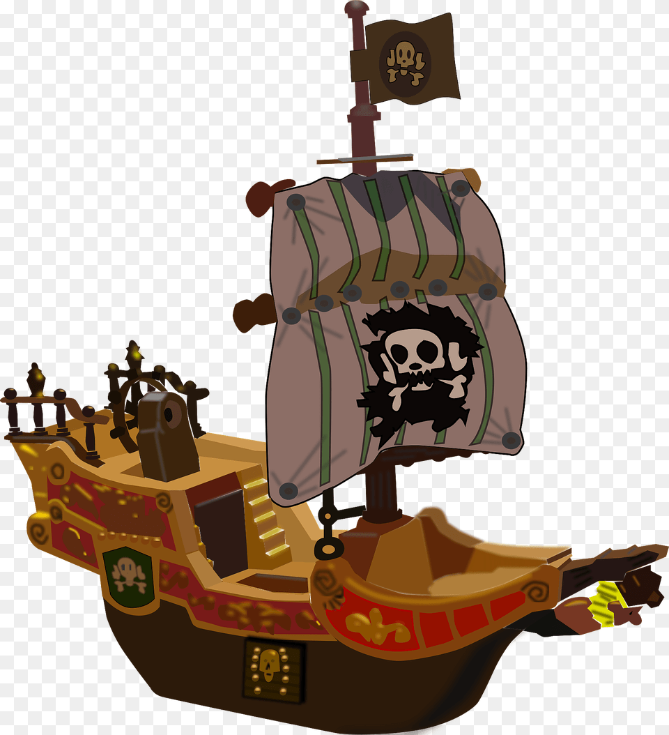 Pirate Ship Clipart, Person, Bulldozer, Machine, Transportation Free Png