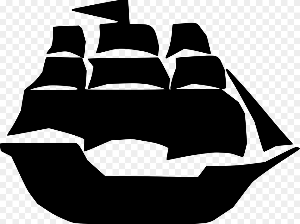 Pirate Ship Clipart Black And White Black And White Pirate Ship Clip Art, Gray Free Png