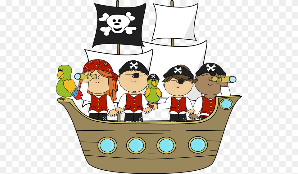 Pirate Ship Clipart Cartoon Pirates On A Ship, Person, Baby, Face, Head Free Transparent Png