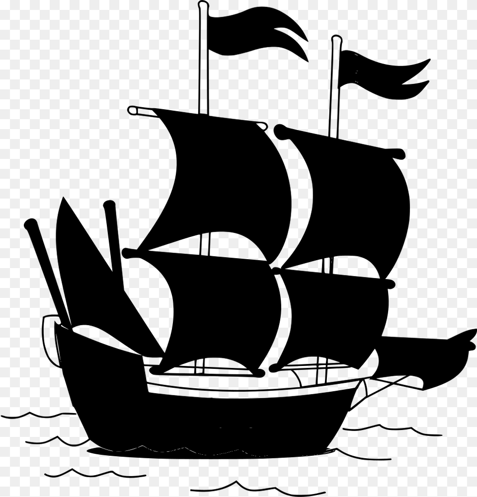 Pirate Ship Flag Design, Gray Free Png