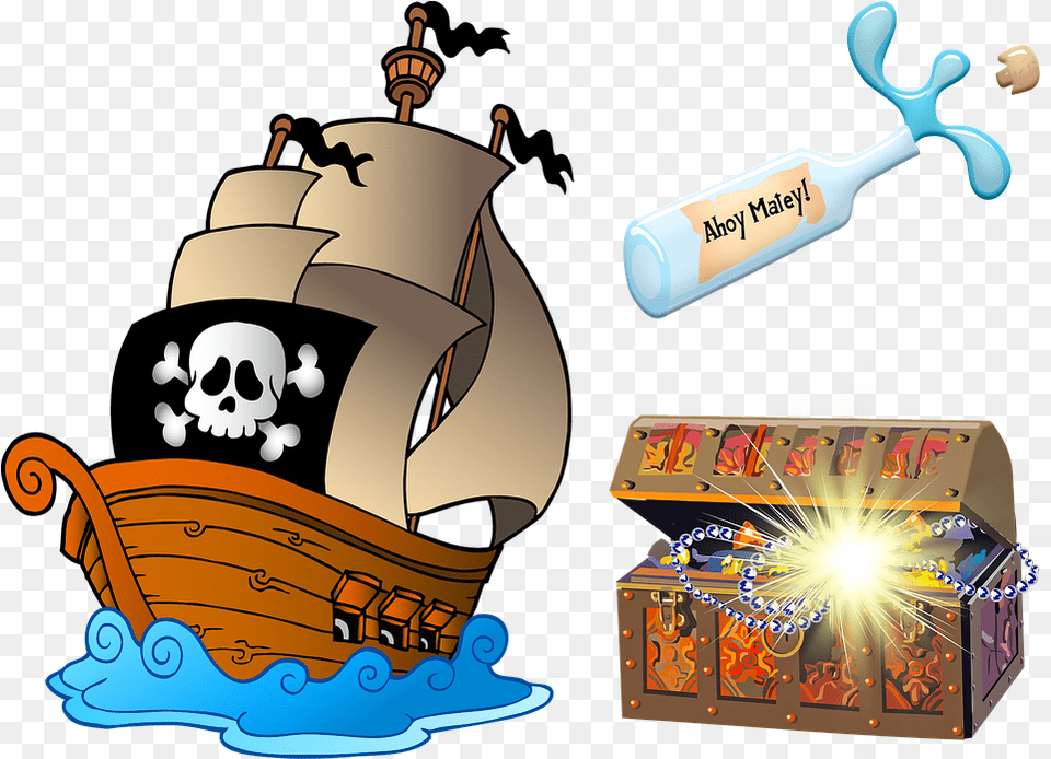Pirate Ship Gold Treasure Treasure Map Boat Png Image