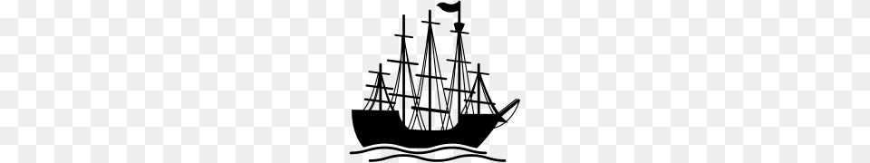 Pirate Ship On The Ocean Waves, Gray Free Transparent Png