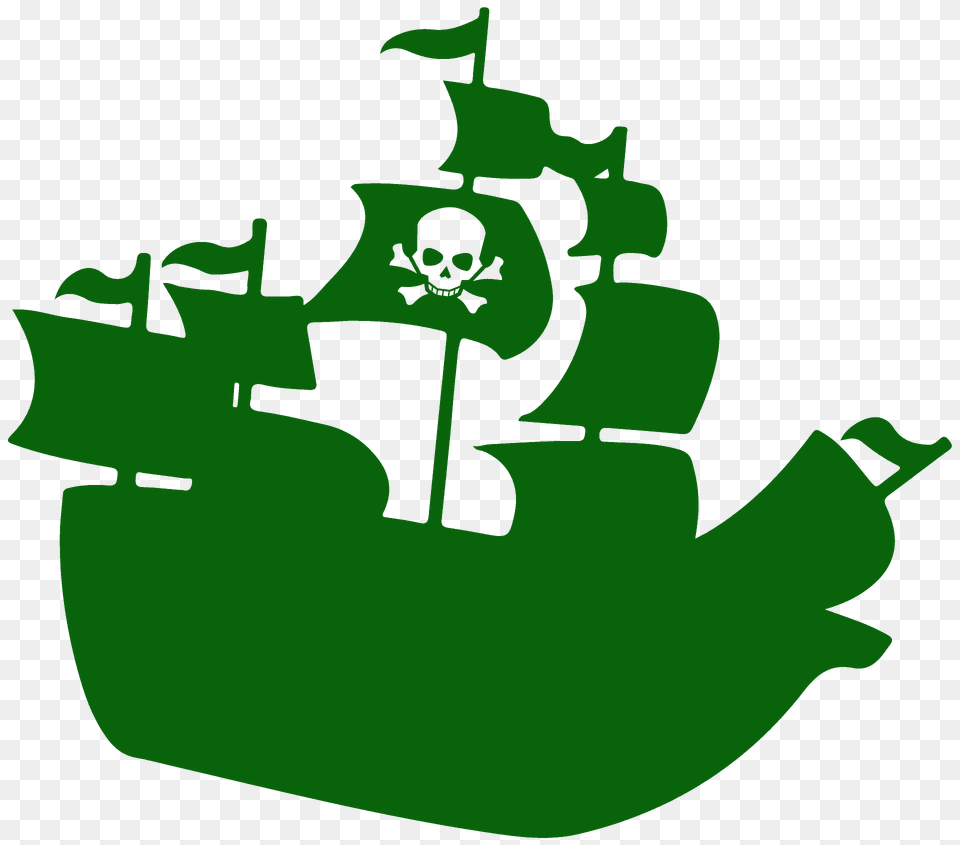 Pirate Ship Silhouette, Green, Recycling Symbol, Symbol, Face Free Png Download