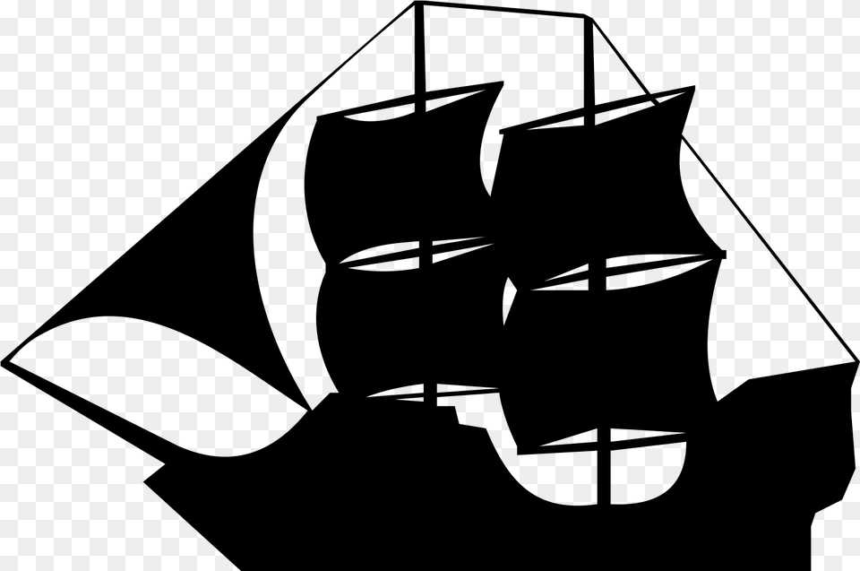 Pirate Ship Vector, Gray Free Transparent Png