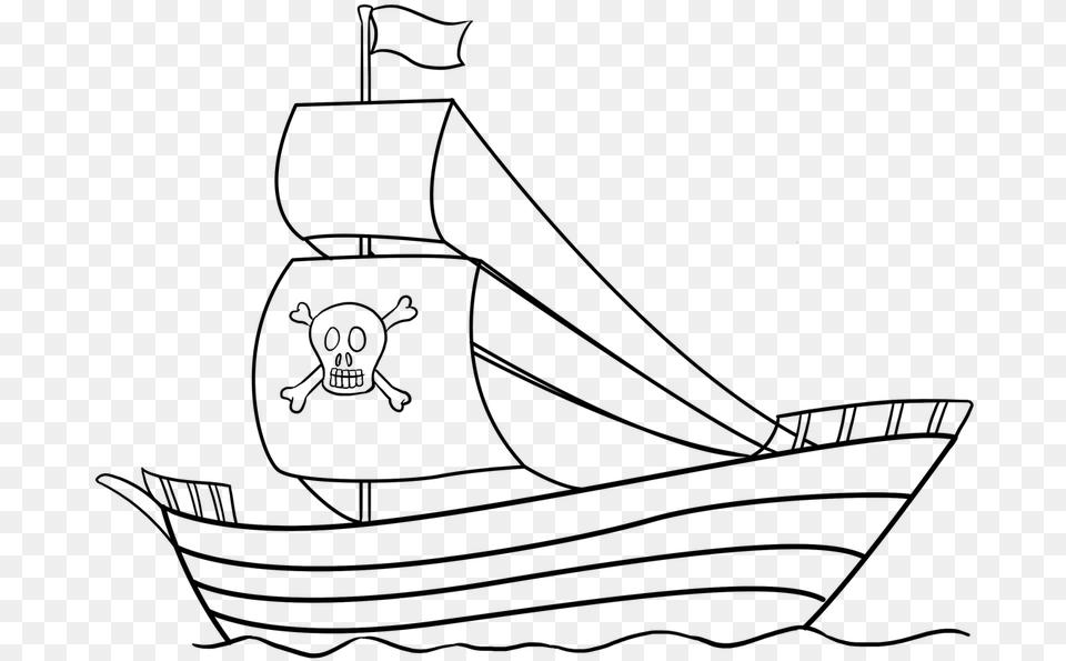 Pirate Ships Clipart Ship Drawing Easy, Gray Free Png Download