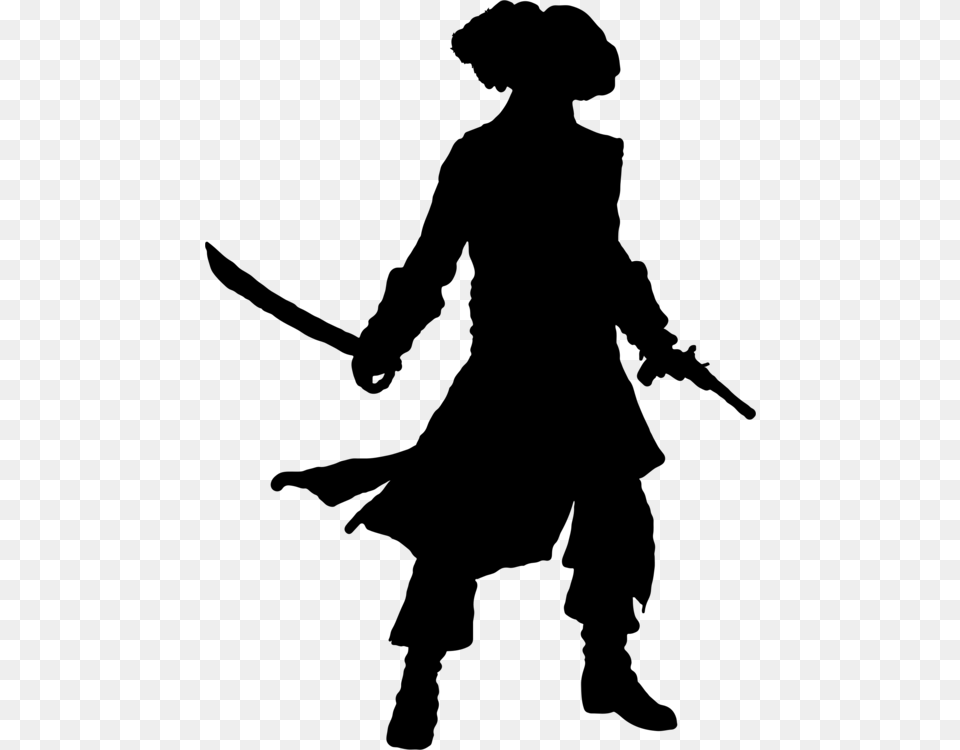 Pirate Silhouette Drawing Black Pearl, Gray Free Png