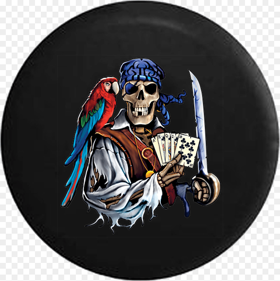 Pirate Skeleton With Parrot Poker Hand And Sword Jeep, Animal, Bird, Person, Face Png