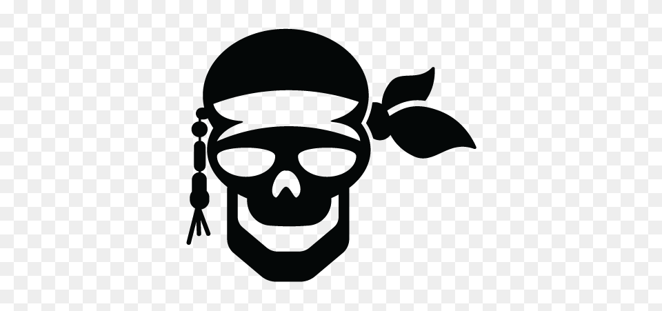 Pirate Skull Bandana Wall Wall Art Decal, Stencil, Baby, Person Free Png