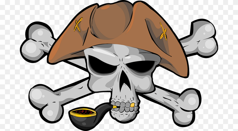 Pirate Skull Bone Hat Tobacco Tube Jolly R Pirates Cartoon, Clothing, Person Free Transparent Png