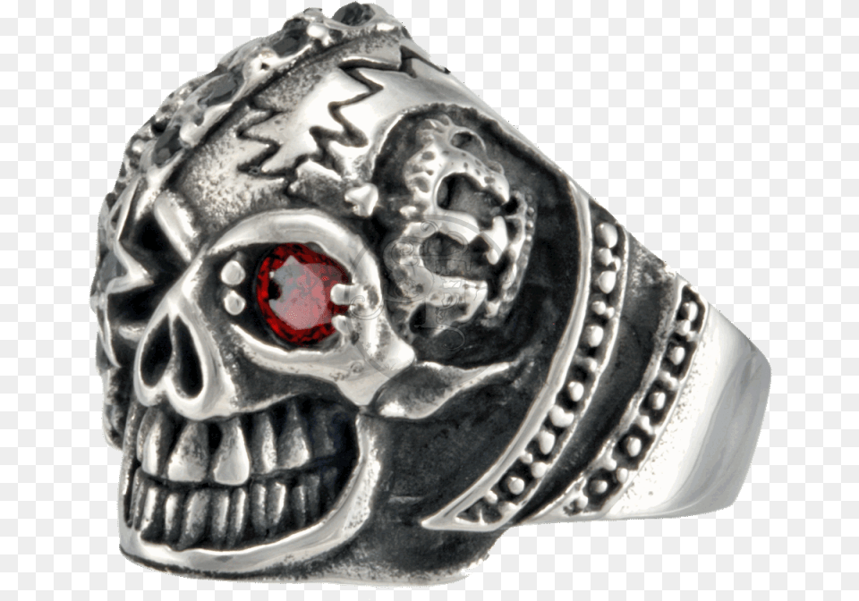 Pirate Skull Eye Patch Biker Ring Stainless Steel 316l Ring, Accessories, Jewelry, Gemstone, Ornament Png Image