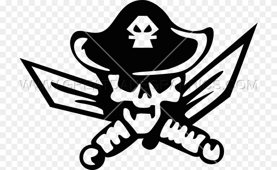 Pirate Skull Head Production Ready Artwork For T Shirt Printing, Bow, Symbol, Weapon, Emblem Png Image