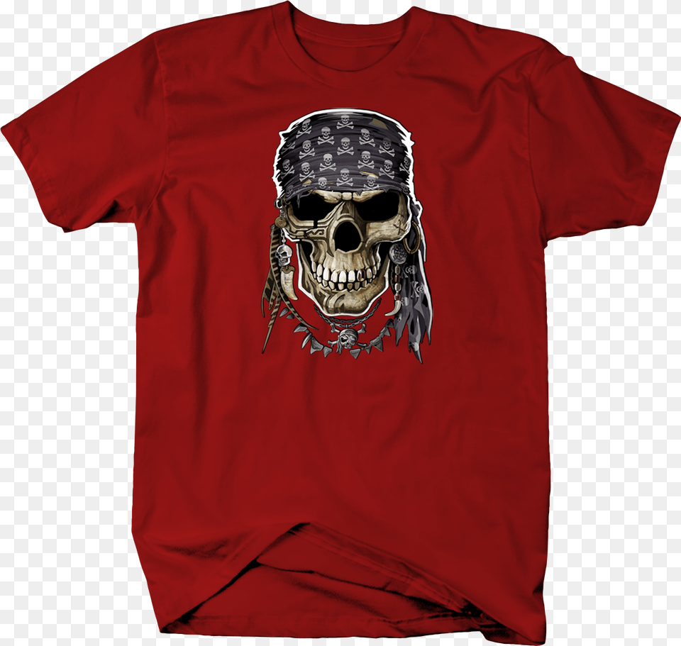 Pirate Skull Head With Bandana Skull And Bones Union Strong Shirt, Clothing, T-shirt, Adult, Face Free Transparent Png