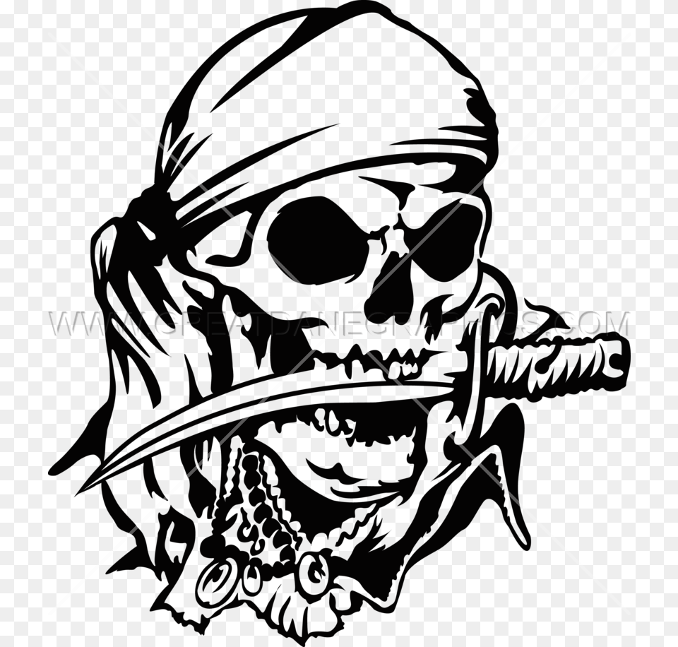 Pirate Skull Knife Production Ready Artwork For T Shirt Printing, Adult, Male, Man, Person Free Transparent Png