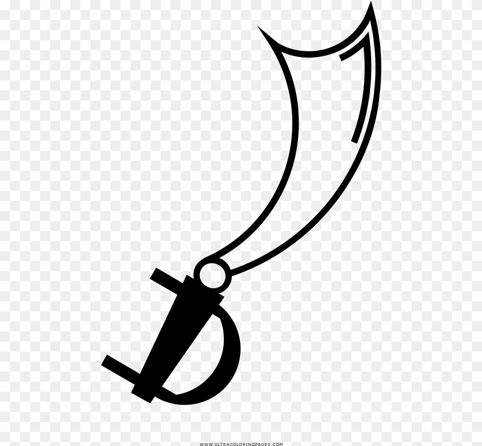Pirate Sword Coloring Page, Gray Free Png