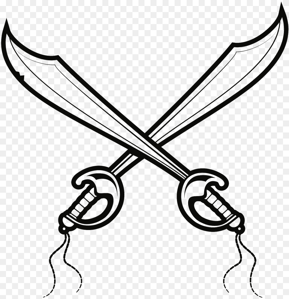 Pirate Swords Illustration Clipart, Sword, Weapon, Bow Free Png