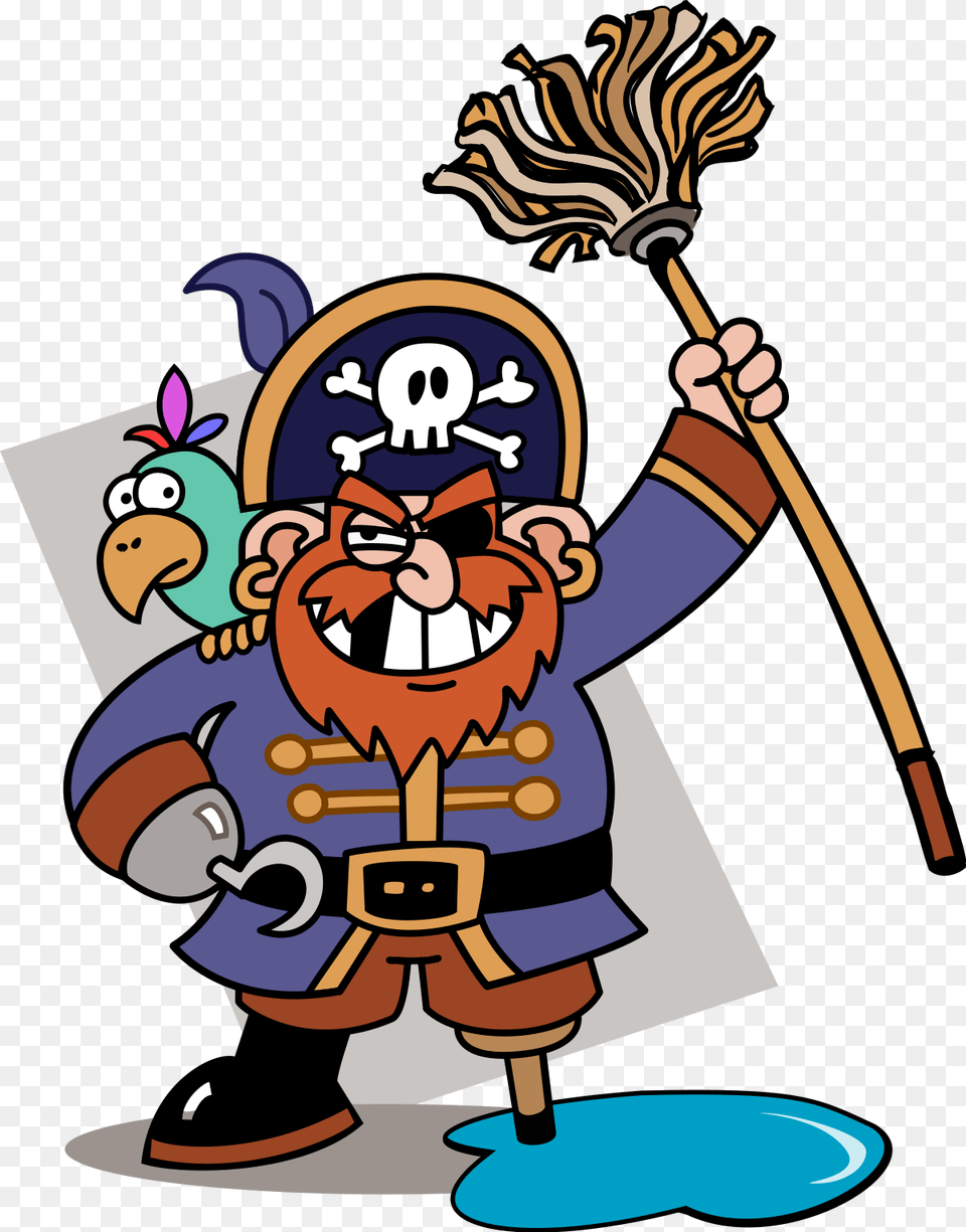 Pirate With A Mop, Cartoon, Baby, Cleaning, Person Free Transparent Png