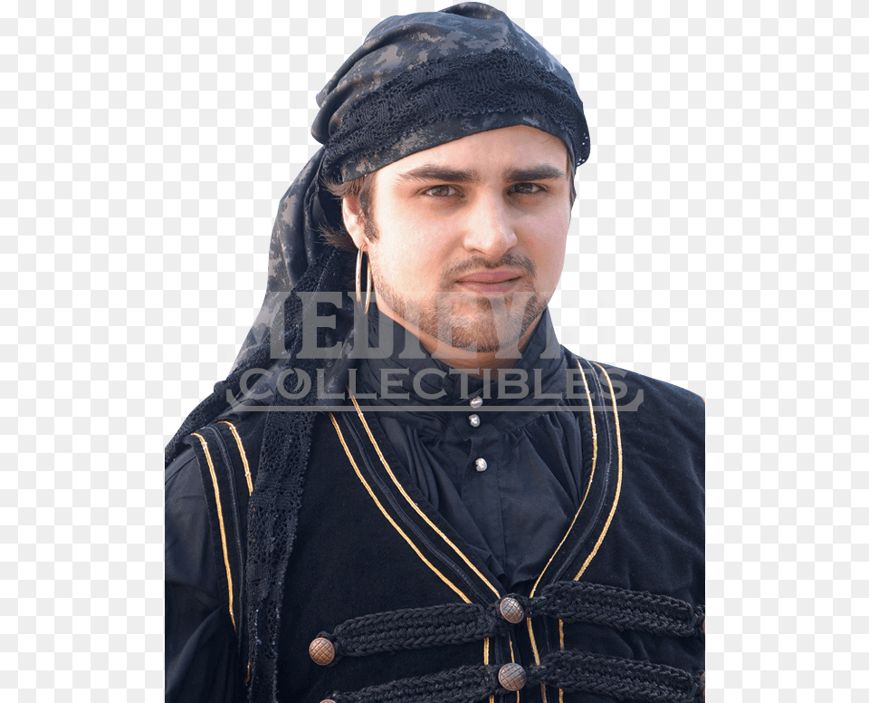 Pirates Black Bandana Museum Replicas Pirate Bandana, Hat, Adult, Clothing, Coat Free Png Download