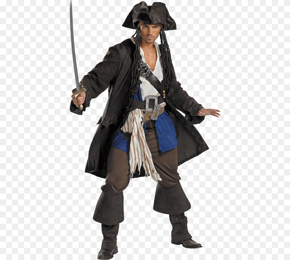Pirates Of The Caribbean Costumes Jack Sparrow, Weapon, Sword, Clothing, Coat Png