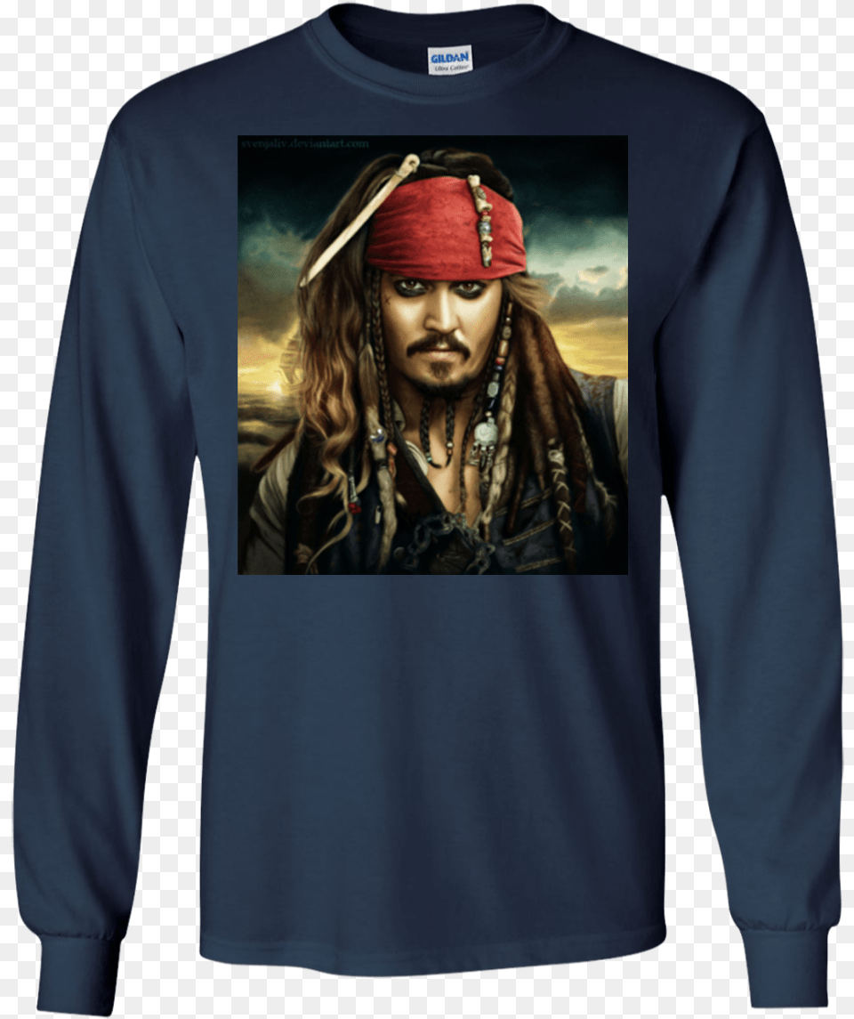 Pirates Of The Caribbean Johnny Depp Hoodies Sweatshirts Best Gift Jack Sparrow Hoodiet Shirtmug Blacknavypinkwhite, Long Sleeve, Clothing, Sleeve, Person Free Png Download