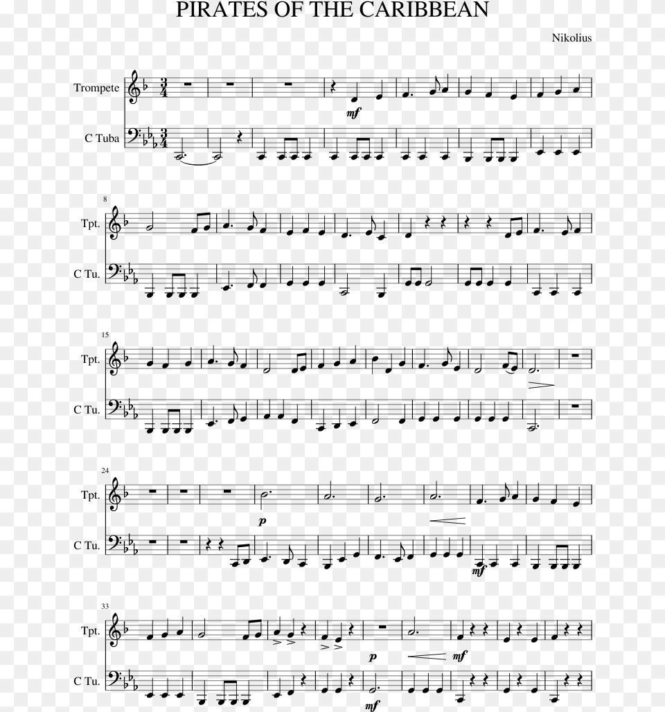Pirates Of The Caribbean Trumpet Sheet Music Changes Xxxtentacion Piano Sheet Music, Gray Png
