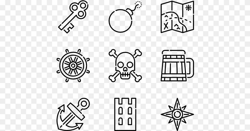 Pirates Travel Icon Background, Gray Free Png Download