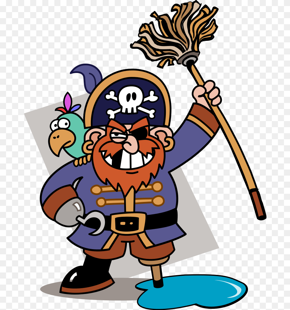 Piratey With Mop Cartoon Pirate, Baby, Person, Cleaning, Face Png