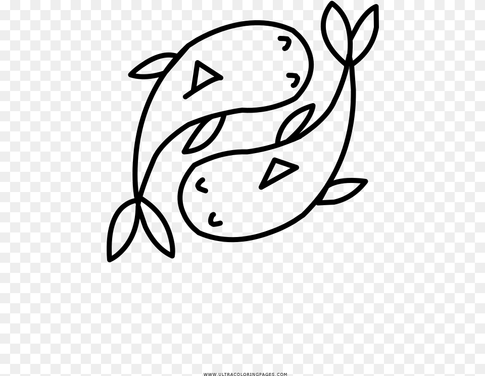 Pisces Coloring, Gray Png