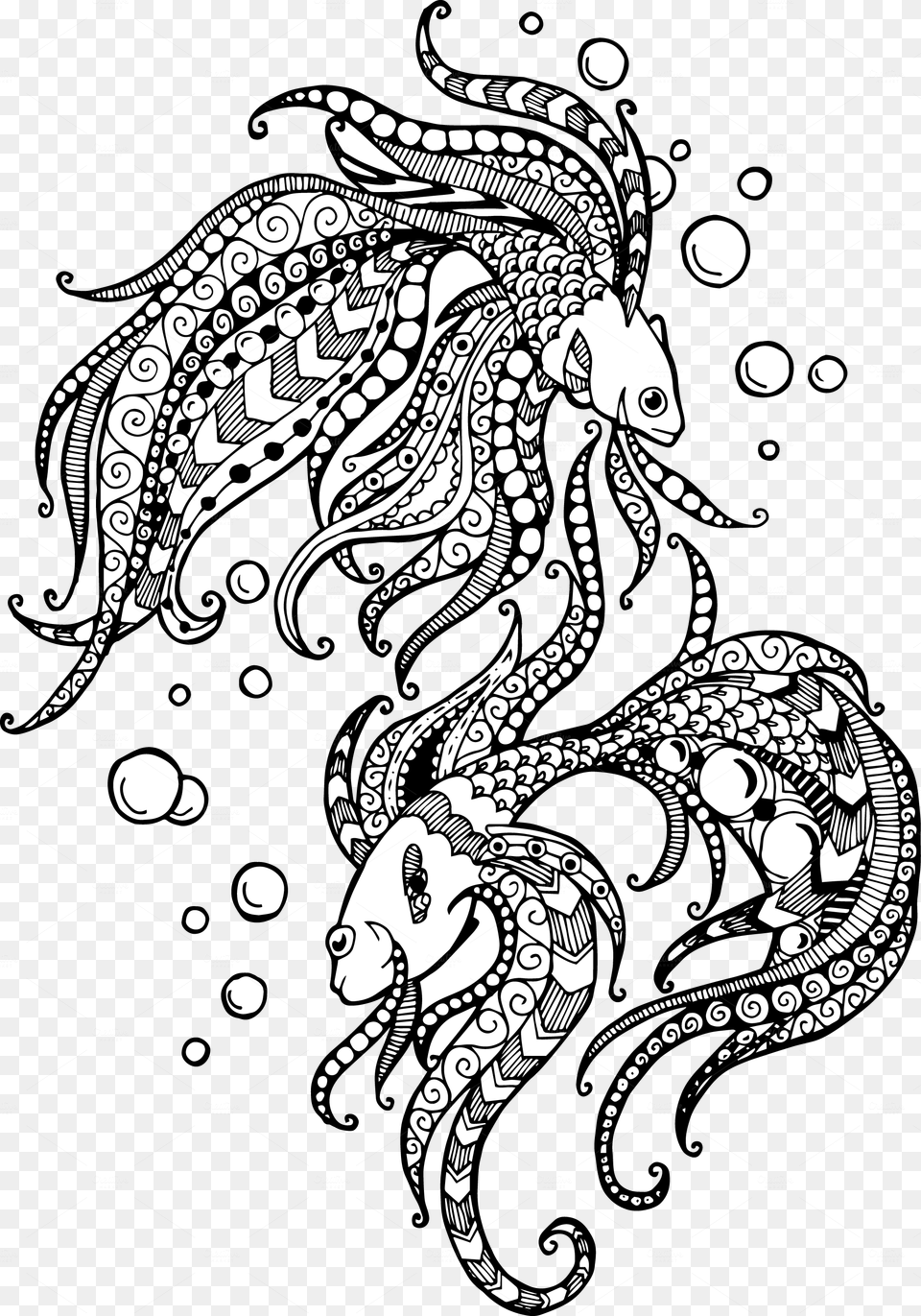 Pisces Drawing Watercolor Pisces Doodle, Pattern Png Image