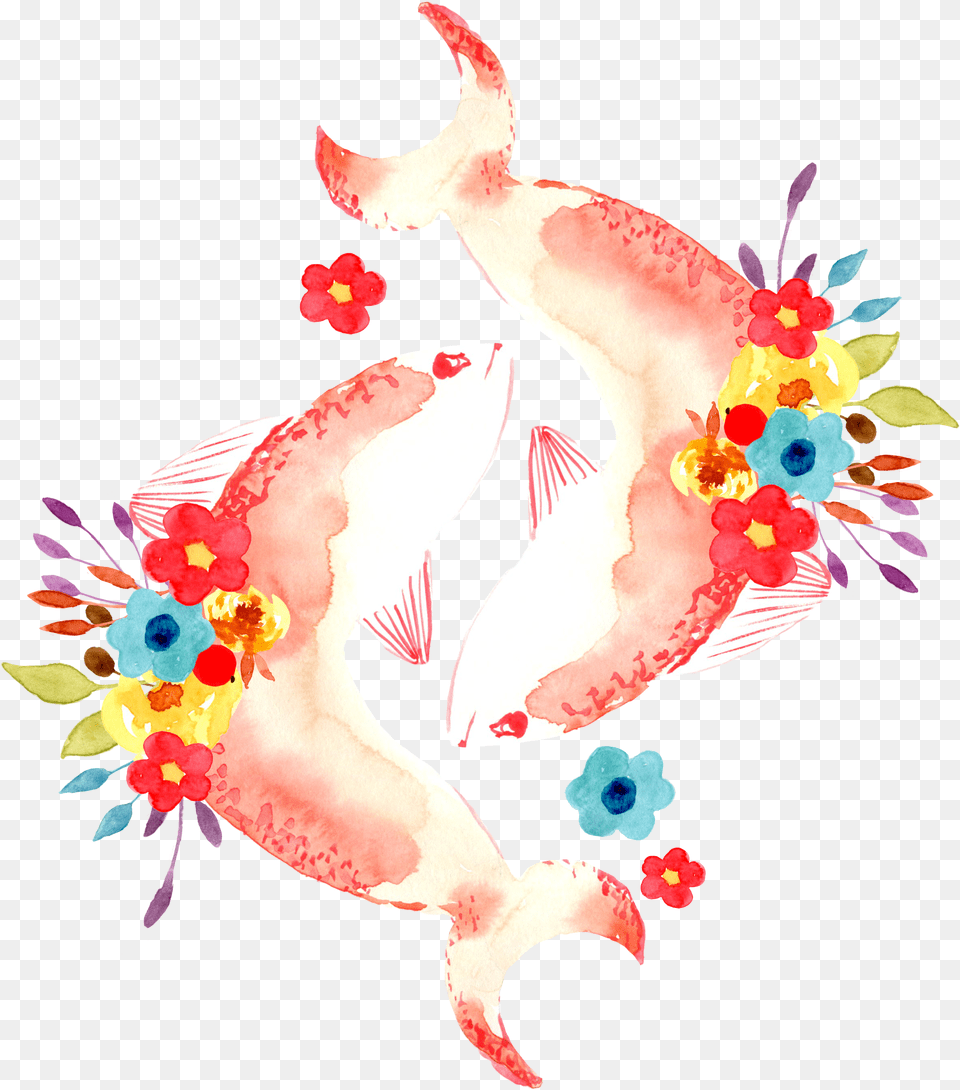 Pisces Fish, Floral Design, Art, Pattern, Graphics Png