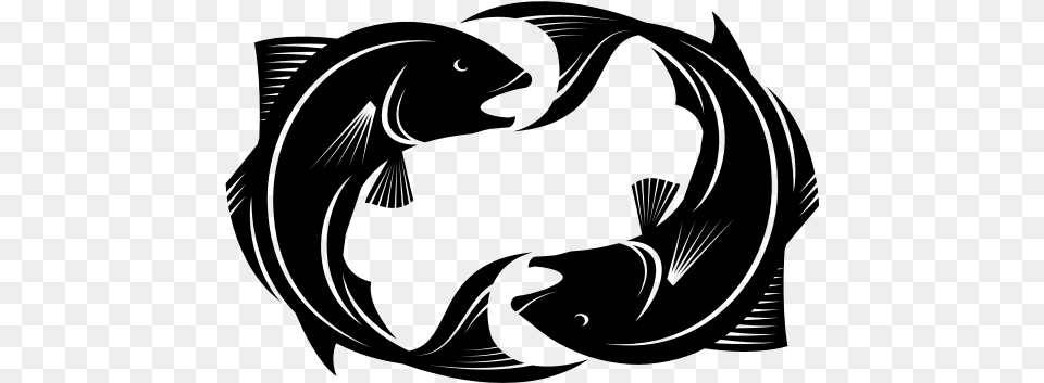 Pisces Zodiac Symbol Two Fish In A Circle, Gray Png Image
