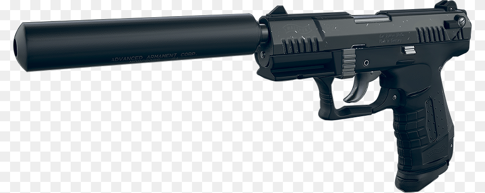 Pistol With Silencer, Firearm, Gun, Handgun, Weapon Free Png