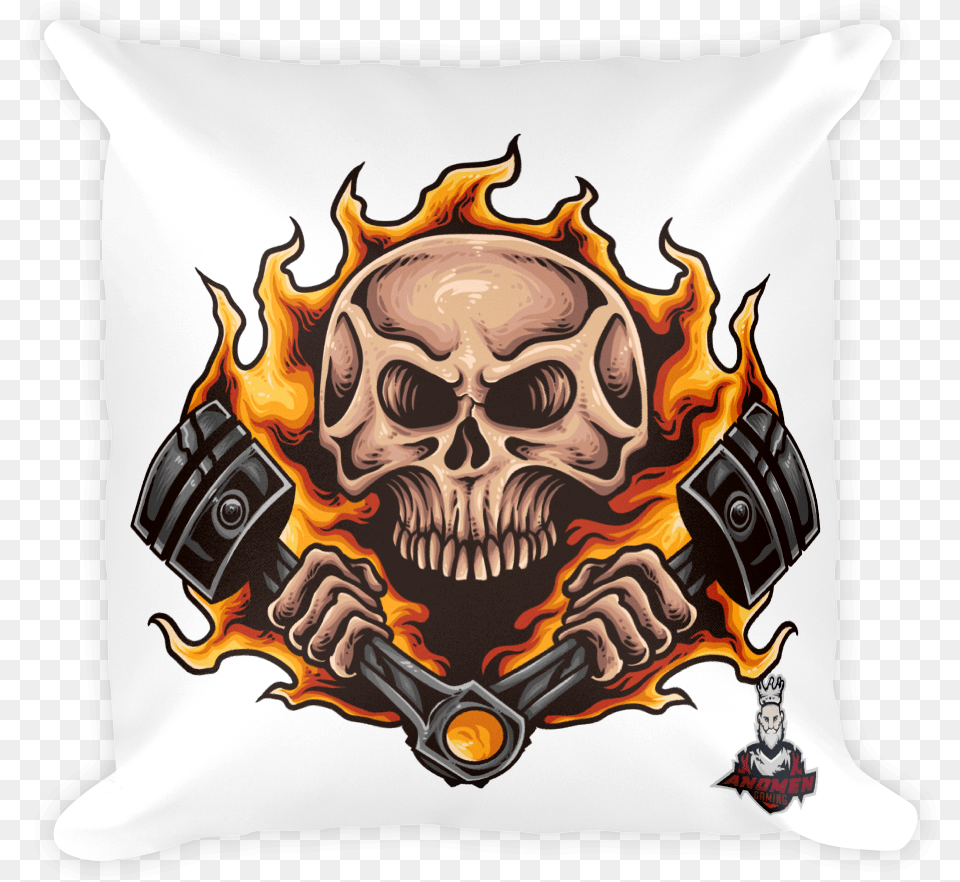 Piston Skull Pillow Skull Piston Fire, Cushion, Electrical Device, Home Decor, Microphone Free Transparent Png