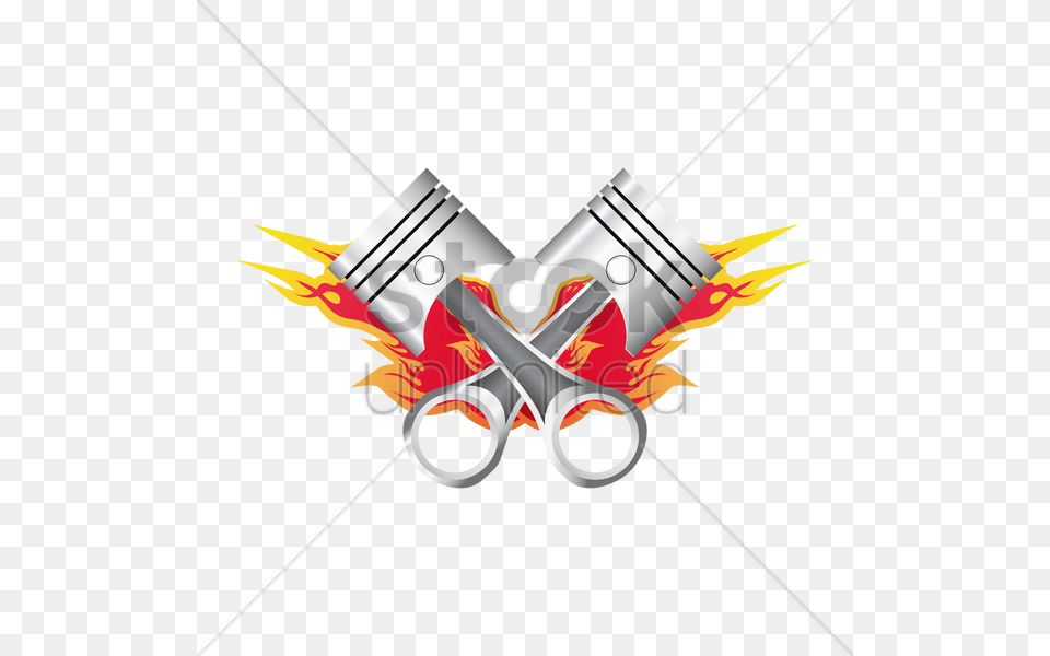 Pistons With Fire Background Vector Image, Emblem, Symbol, Bow, Weapon Free Png