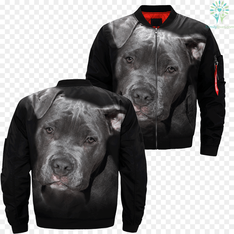 Pit Bull Over Print Jacket Tag Familyloves Black Pitbull, Clothing, Coat, Animal, Canine Png Image