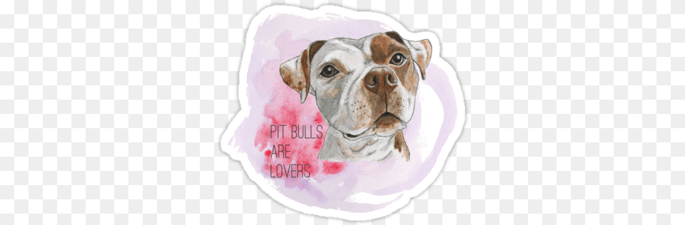 Pit Bulls Are Lovers Watercolor Painting Sticker By Pitbullen Sind Liebhaber Elegante Aquarell Malerei, Animal, Bulldog, Canine, Dog Free Png