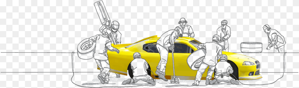 Pit Crew To Demonstrate Teamwork On Estate And Succession Sketch, Alloy Wheel, Vehicle, Transportation, Tire Free Png