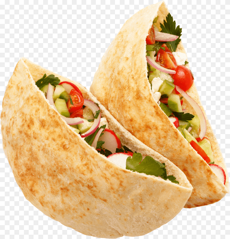 Pita Filled With Onions Tomatoes Cucumbers Feta Fast Food, Bread, Hot Dog Free Png