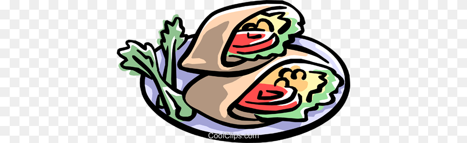 Pita Pocket Sandwiches Royalty Vector Clip Art Illustration, Food, Sandwich Wrap, Bread, Lunch Free Png