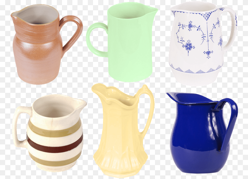 Pitcher Milk White Earthenware, Jug, Water Jug, Cup Free Png