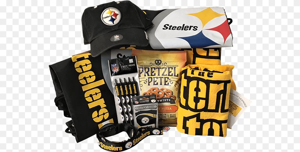 Pittsburgh Steelers Gift Basket Pretzel Pete Cheese Pizza Mini Twists Pretzels, Baseball Cap, Cap, Clothing, Hat Free Png Download
