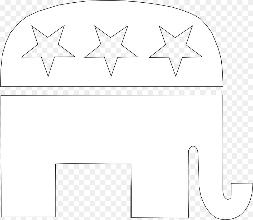 Pix For Republican Party Elephant Outline Republican Party Black And White, Stencil, Star Symbol, Symbol Png Image