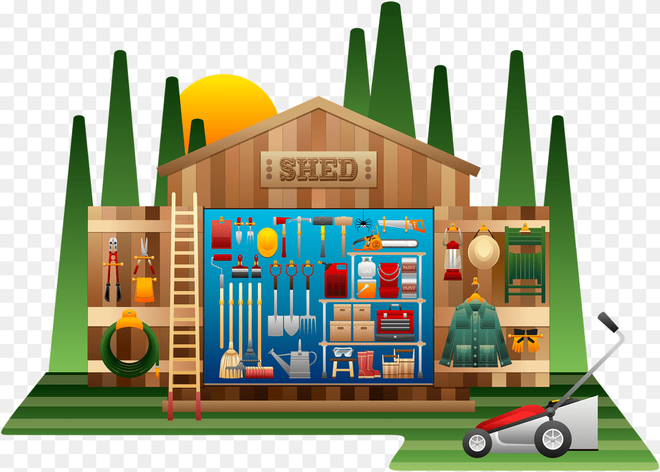Pixabay Garden Shed V1 Tools In A Shed Clipart, Plant, Grass, Tool, Outdoors Png Image