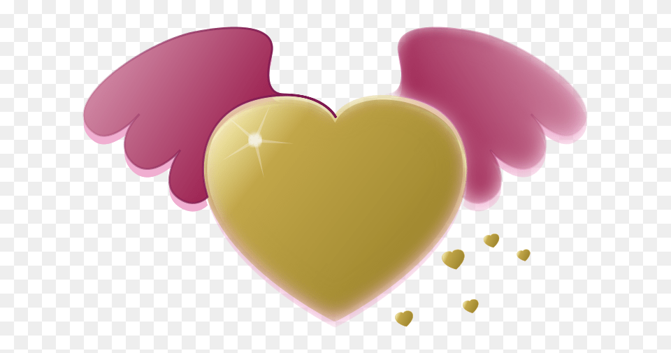 Pixabella Gold Heart With Pink Wings Png