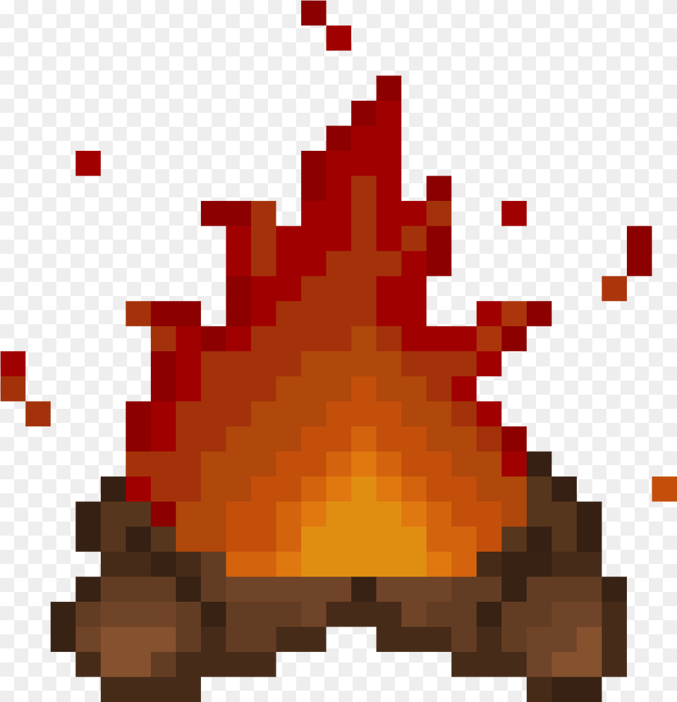 Pixel Art Campfire, Fire, Flame, Mountain, Nature Png