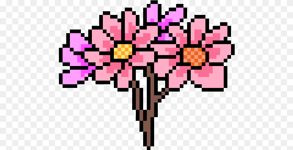 Pixel Art Cool Flower, Plant, Daisy, Purple, Qr Code Png