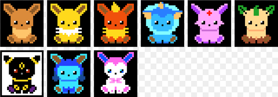Pixel Art Eevee Evolutions, Person, Plush, Toy Free Png