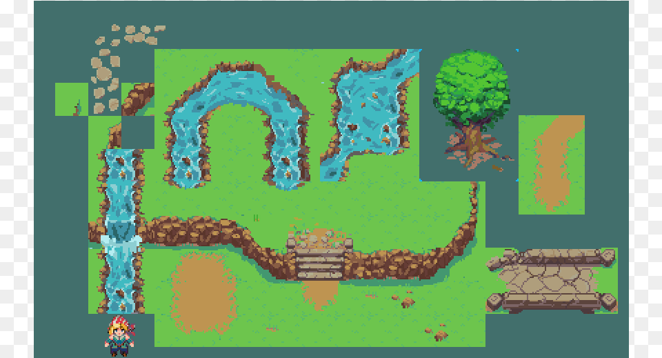 Pixel Art Grass Tile, Person, Water, Plant, Animal Png Image