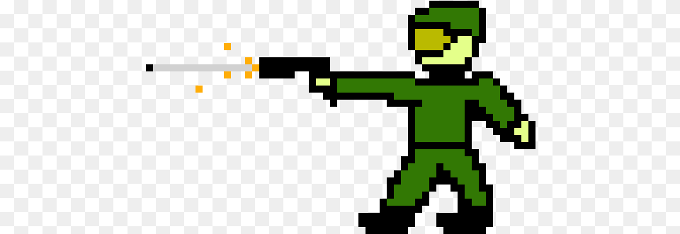 Pixel Art Guy With Gun, Green Free Png