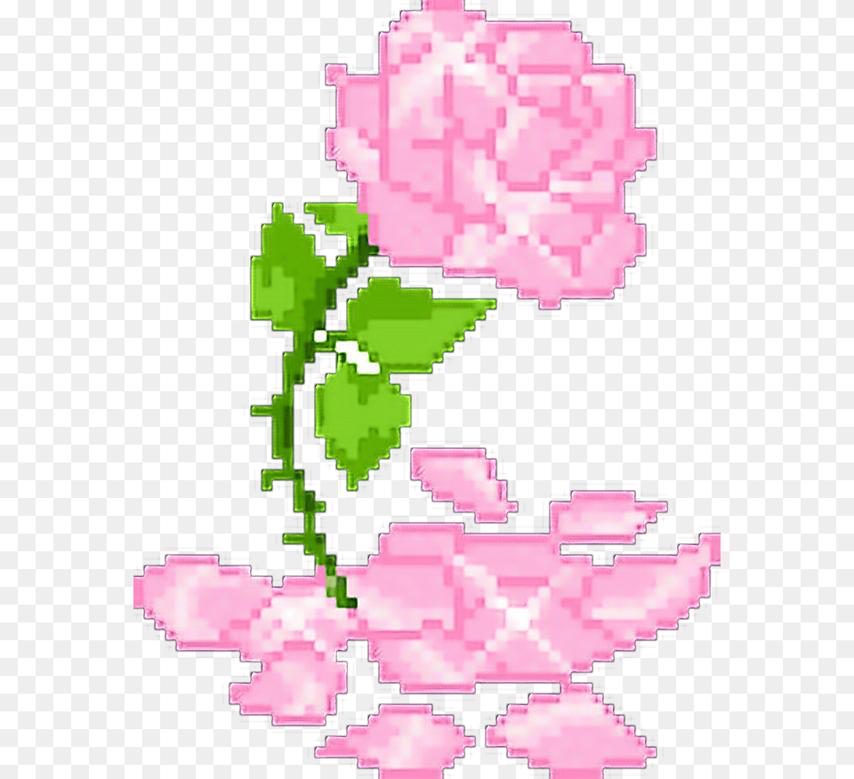 Pixel Art Pink Rose, Carnation, Flower, Petal, Plant Png Image